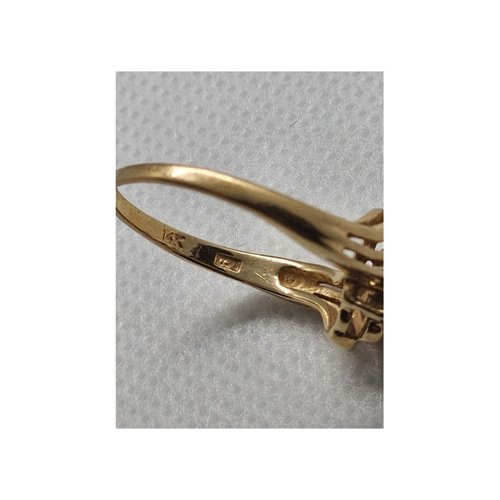 14K YELLOW GOLD RING TANZANITE & DIAMOND SIZE 6