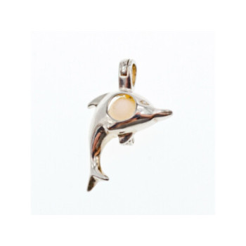 925 Sterling Silver Pearl Dolphin Pendant
