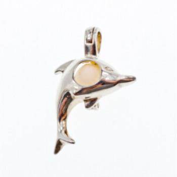 925 Sterling Silver Pearl Dolphin Pendant