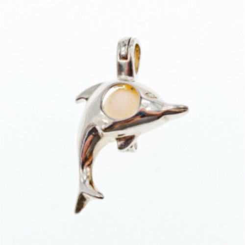 925 Sterling Silver Pearl Dolphin Pendant