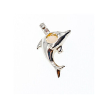 925 Sterling Silver Pearl Dolphin Pendant