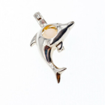 925 Sterling Silver Pearl Dolphin Pendant