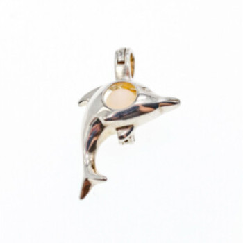 925 Sterling Silver Pearl Dolphin Pendant