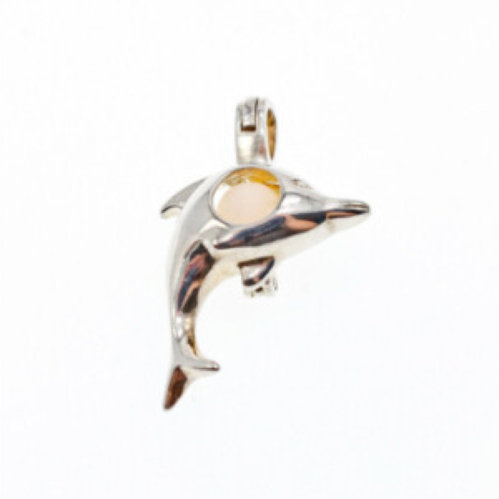 925 Sterling Silver Pearl Dolphin Pendant