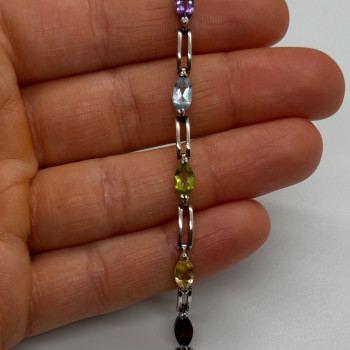 925 Sterling Silver Tourmalines Bracelet