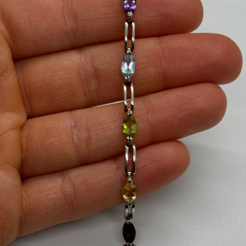 925 Sterling Silver Tourmalines Bracelet
