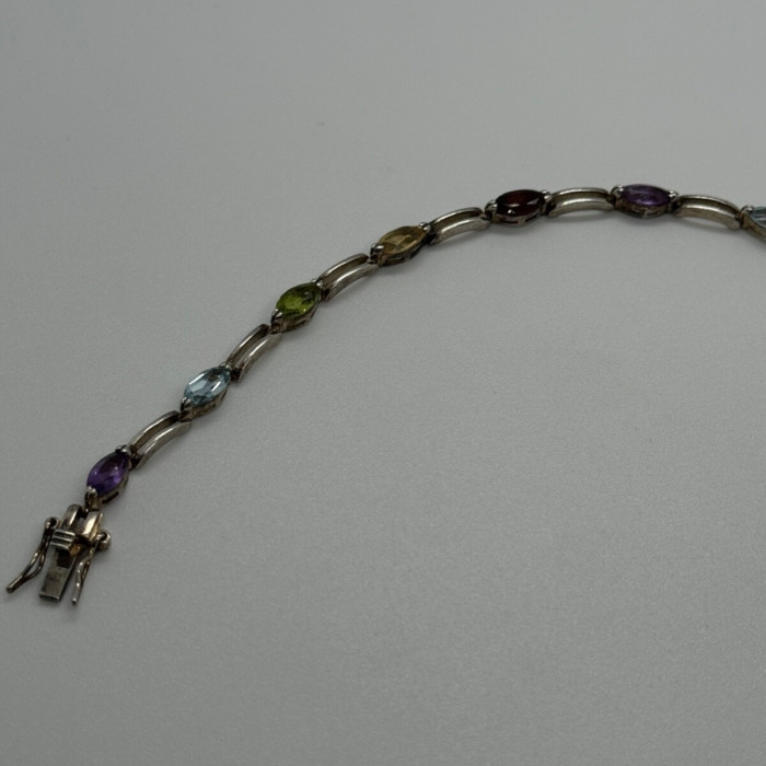 925 Sterling Silver Tourmalines Bracelet