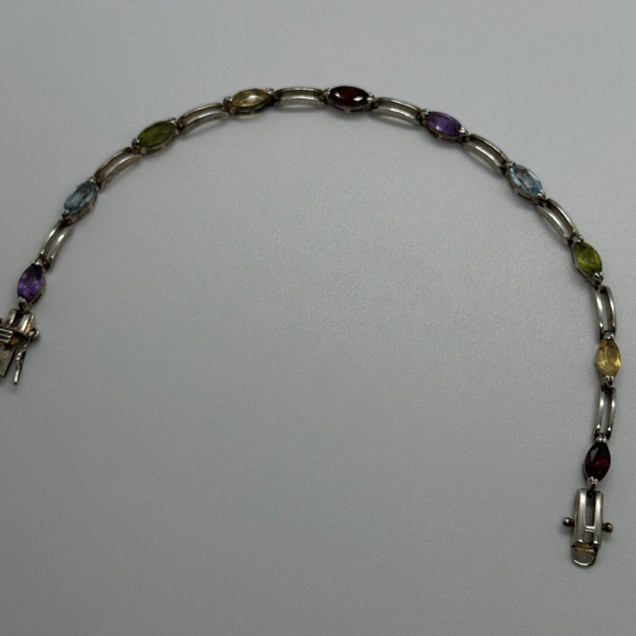 925 Sterling Silver Tourmalines Bracelet
