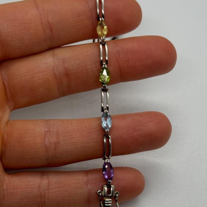 925 Sterling Silver Tourmalines Bracelet