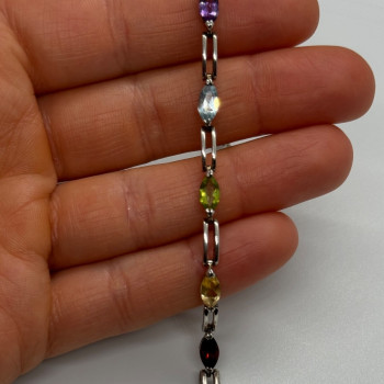 925 Sterling Silver Tourmalines Bracelet