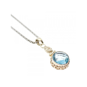 925 STERLING SILVER BLUE SPINEL CHAIN WITH PENDANT