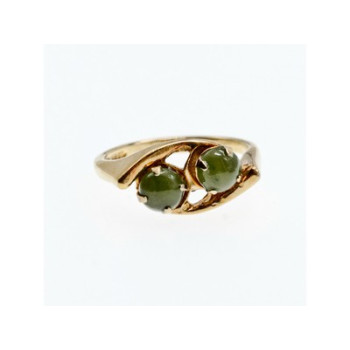 925 Sterling Silver Gold Plated Nephrite Ring Size 7