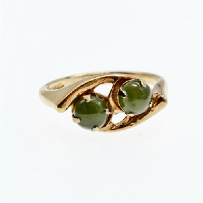 925 Sterling Silver Gold Plated Nephrite Ring Size 7