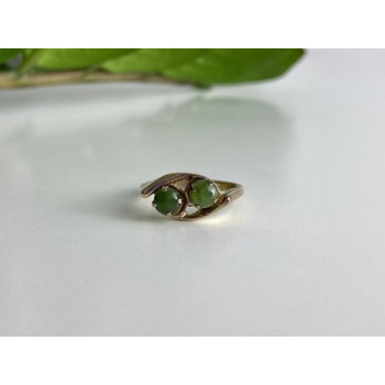 925 Sterling Silver Gold Plated Nephrite Ring Size 7