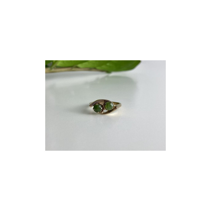 925 Sterling Silver Gold Plated Nephrite Ring Size 7