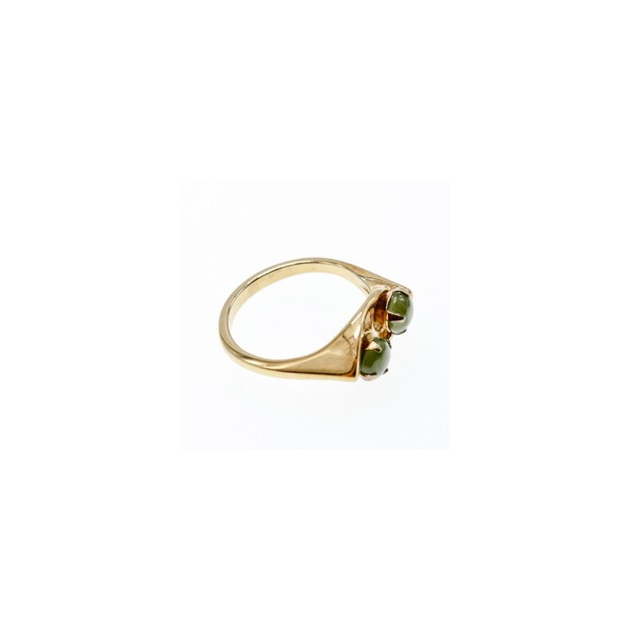 925 Sterling Silver Gold Plated Nephrite Ring Size 7