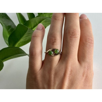 925 Sterling Silver Gold Plated Nephrite Ring Size 7