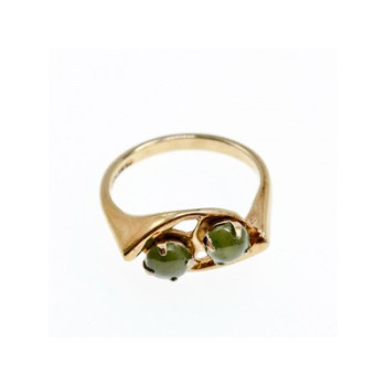 925 Sterling Silver Gold Plated Nephrite Ring Size 7