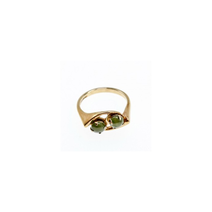 925 Sterling Silver Gold Plated Nephrite Ring Size 7
