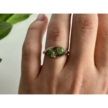 925 Sterling Silver Gold Plated Nephrite Ring Size 7