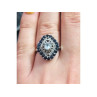 925 Sterling Silver Aquamarine & Dark Blue Spinel Ring Size 7