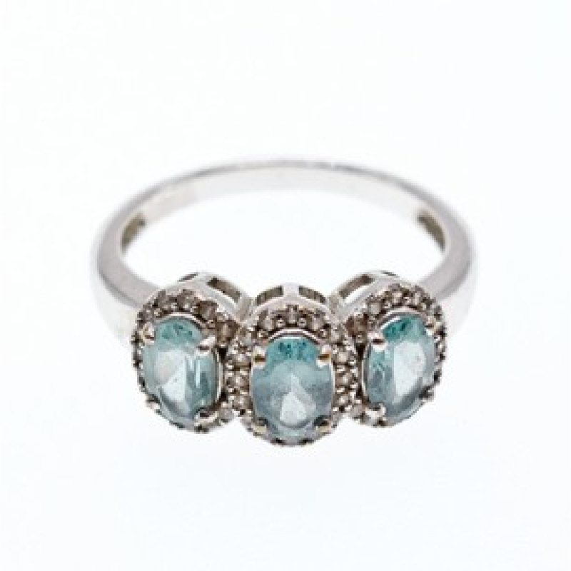 925 Sterling Silver Tourmaline & Quartz Ring Size 7
