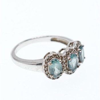 925 Sterling Silver Tourmaline & Quartz Ring Size 7
