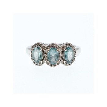 925 Sterling Silver Tourmaline & Quartz Ring Size 7