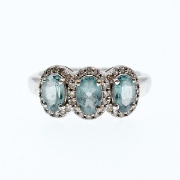 925 Sterling Silver Tourmaline & Quartz Ring Size 7