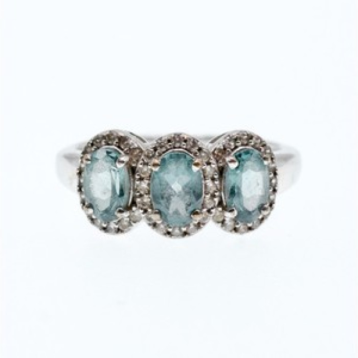 925 Sterling Silver Tourmaline & Quartz Ring Size 7