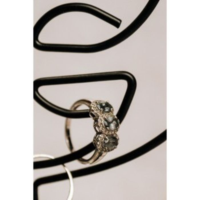 925 Sterling Silver Tourmaline & Quartz Ring Size 7