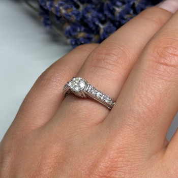 10K White Gold Ring Sapphire Size 6.5