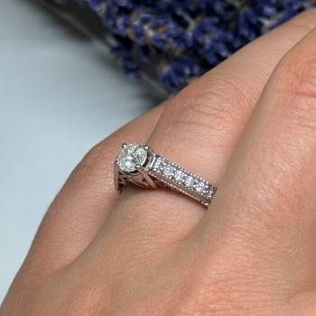 10K White Gold Ring Sapphire Size 6.5
