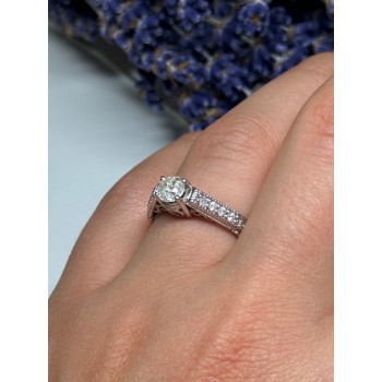 10K WHITE GOLD RING SAPPHIRE SIZE 6.5