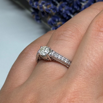 10K White Gold Ring Sapphire Size 6.5