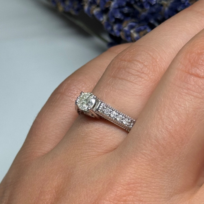 10K White Gold Ring Sapphire Size 6.5