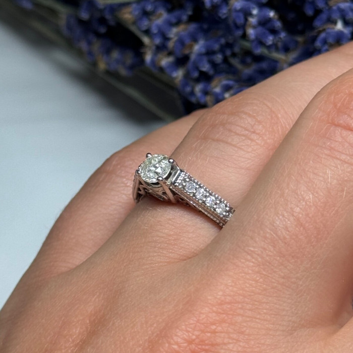 10K White Gold Ring Sapphire Size 6.5