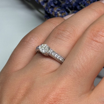 10K White Gold Ring Sapphire Size 6.5