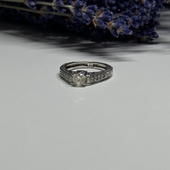 10K White Gold Ring Sapphire Size 6.5