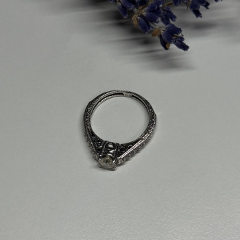 10K White Gold Ring Sapphire Size 6.5