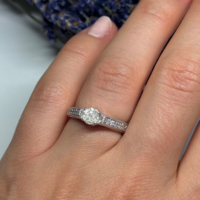 10K White Gold Ring Sapphire Size 6.5