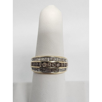 14K YELLOW GOLD HESSONITE & GOSHENITE RING  SIZE 6