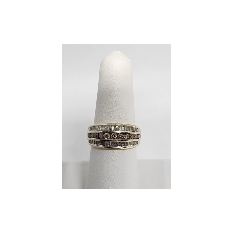 14K YELLOW GOLD HESSONITE & GOSHENITE RING  SIZE 6