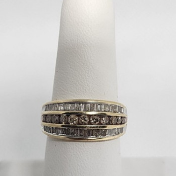14K Yellow Gold Hessonite & Goshenite Ring Size 6