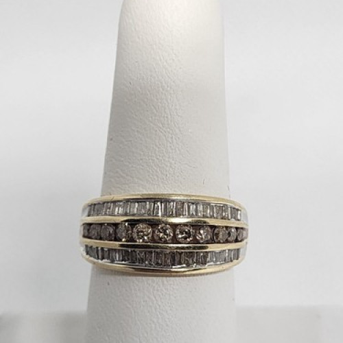 14K Yellow Gold Hessonite & Goshenite Ring Size 6