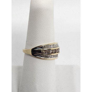 14K YELLOW GOLD HESSONITE & GOSHENITE RING  SIZE 6