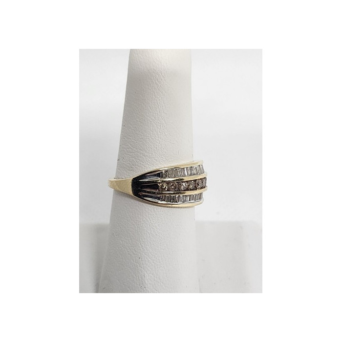 14K YELLOW GOLD HESSONITE & GOSHENITE RING  SIZE 6