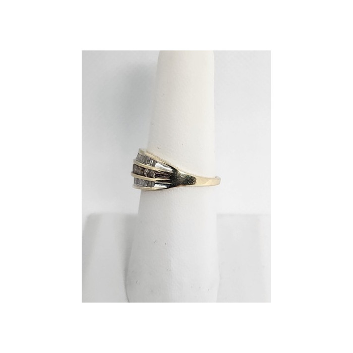 14K YELLOW GOLD HESSONITE & GOSHENITE RING  SIZE 6