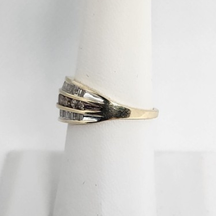 14K Yellow Gold Hessonite & Goshenite Ring Size 6