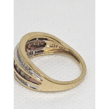 14K YELLOW GOLD HESSONITE & GOSHENITE RING  SIZE 6